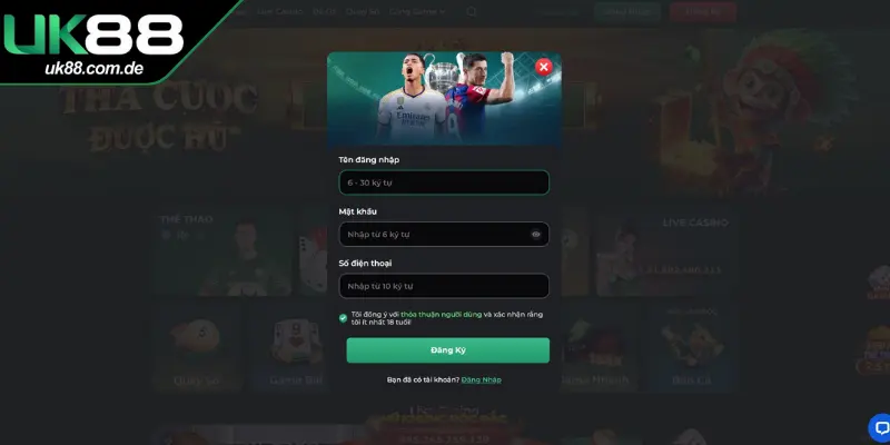 Hướng dẫn thành viên các bước đăng ký UK88 chi tiết nhất