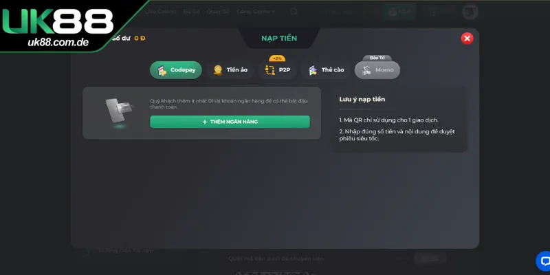 Quy trình thực hiện tăng vốn cược bằng CodePay